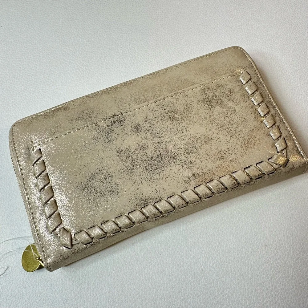 NEW Women’s Style & Co Metallic Gold Whipstitch Shoulder Bag and Zip Wallet - Picture 10 of 13